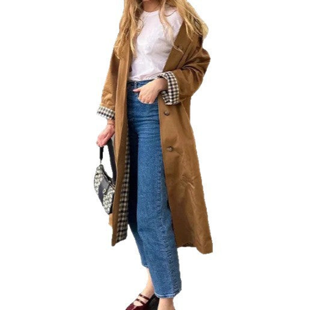 Alma | Dame Oversized Ternet Trench Coat Bomuldsmiks Langærmet