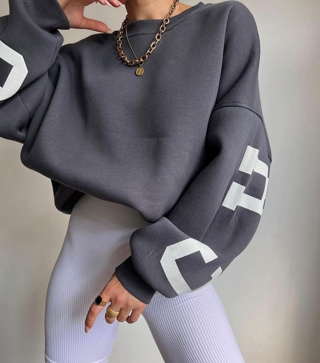 Maja | Dame Oversized Varsity-Print Crewneck Sweatshirt