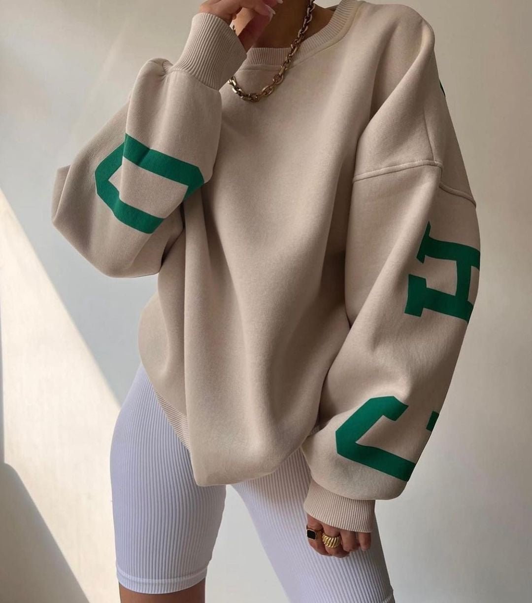 Maja | Dame Oversized Varsity-Print Crewneck Sweatshirt