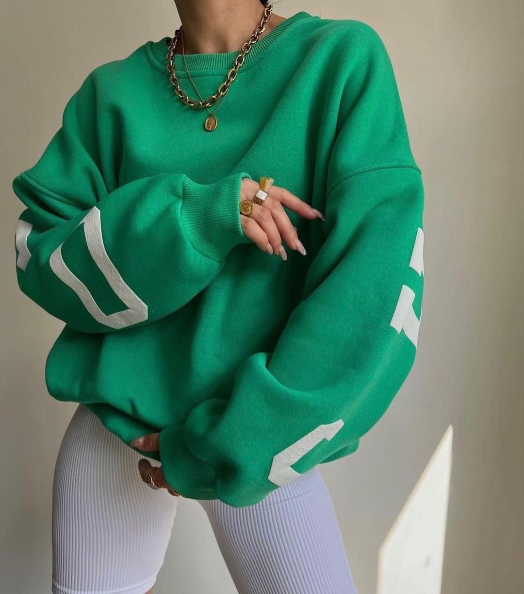 Maja | Dame Oversized Varsity-Print Crewneck Sweatshirt