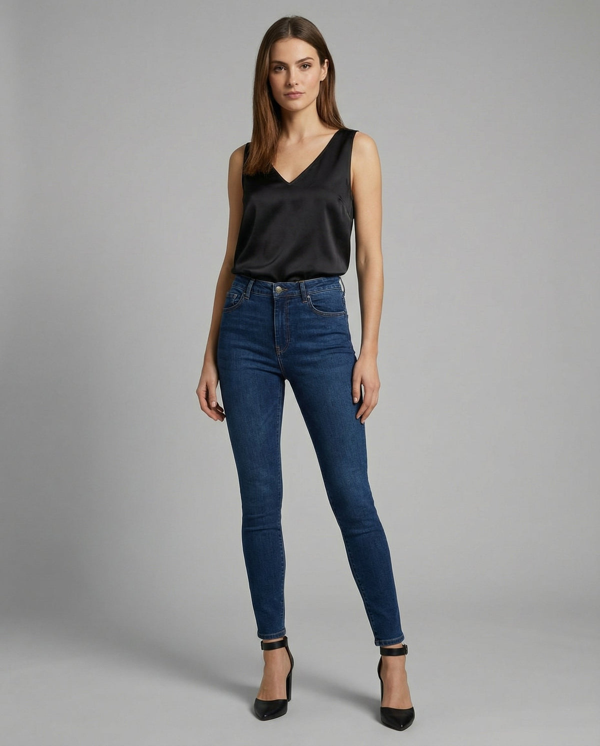 Ida | Dame Satin Camisole V-hals Brede Stropper