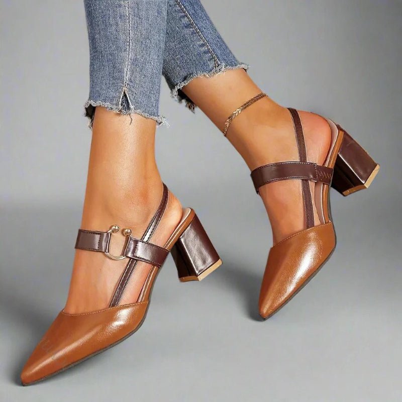 Ida | Dame Spids Blokhæl T-Rem Pumps