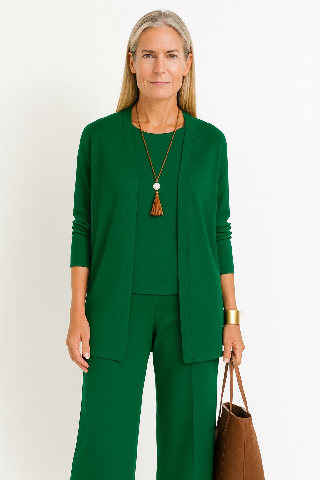 Freja | Dame Tredelt Cardigan Tank Top og Vide Bukser Sæt