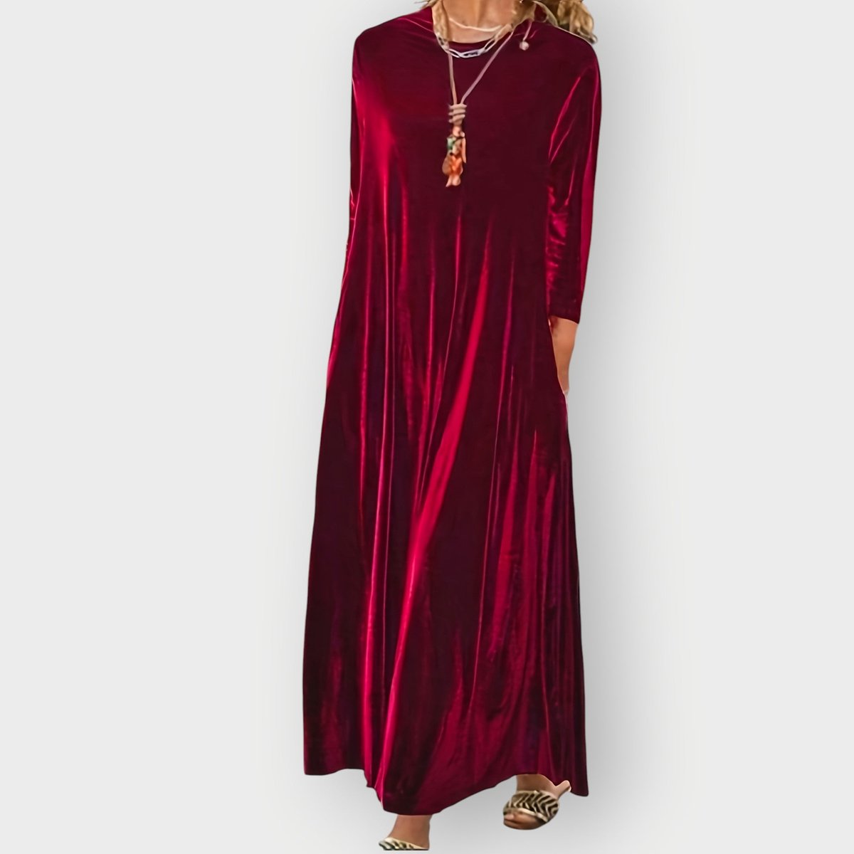 Ida | Dame Velvet Maxi Formal Dresses Langærmet Aftenkjole