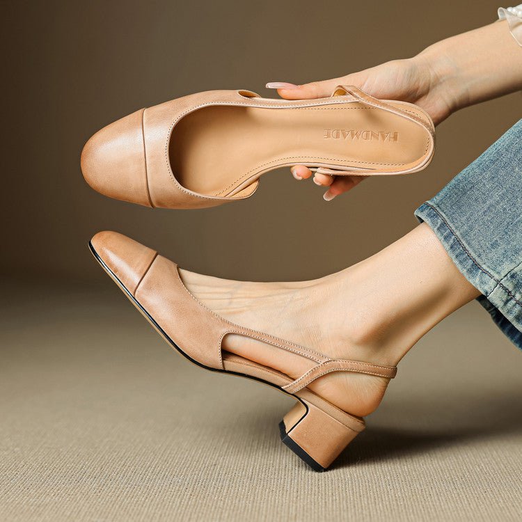 Sofia | Damernes Ægte Læder Slingback Pumps med Mandelspids