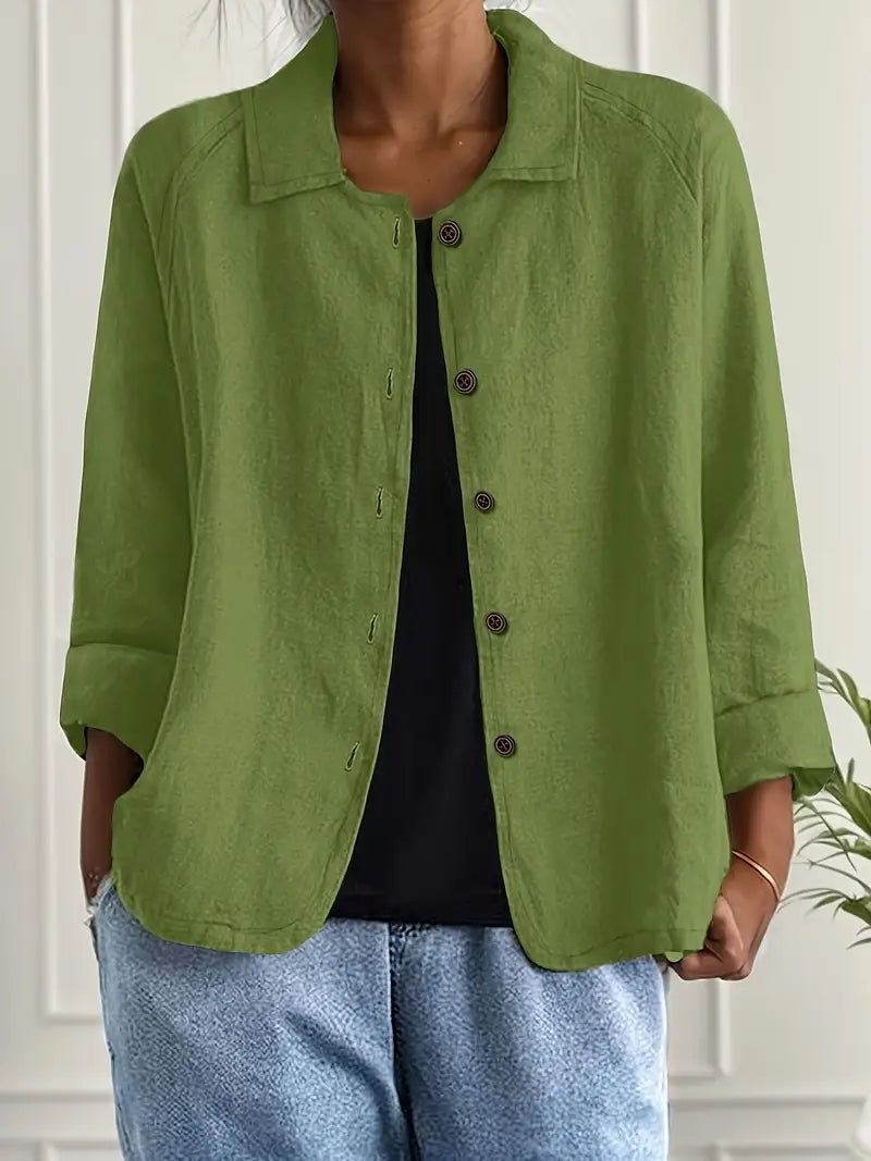 Karla | Damers Afslappet Langærmet Knaplukning Blazer Jakke