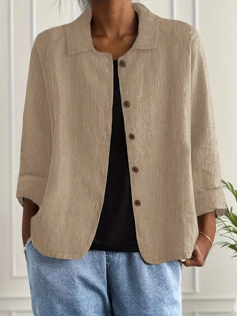 Karla | Damers Afslappet Langærmet Knaplukning Blazer Jakke