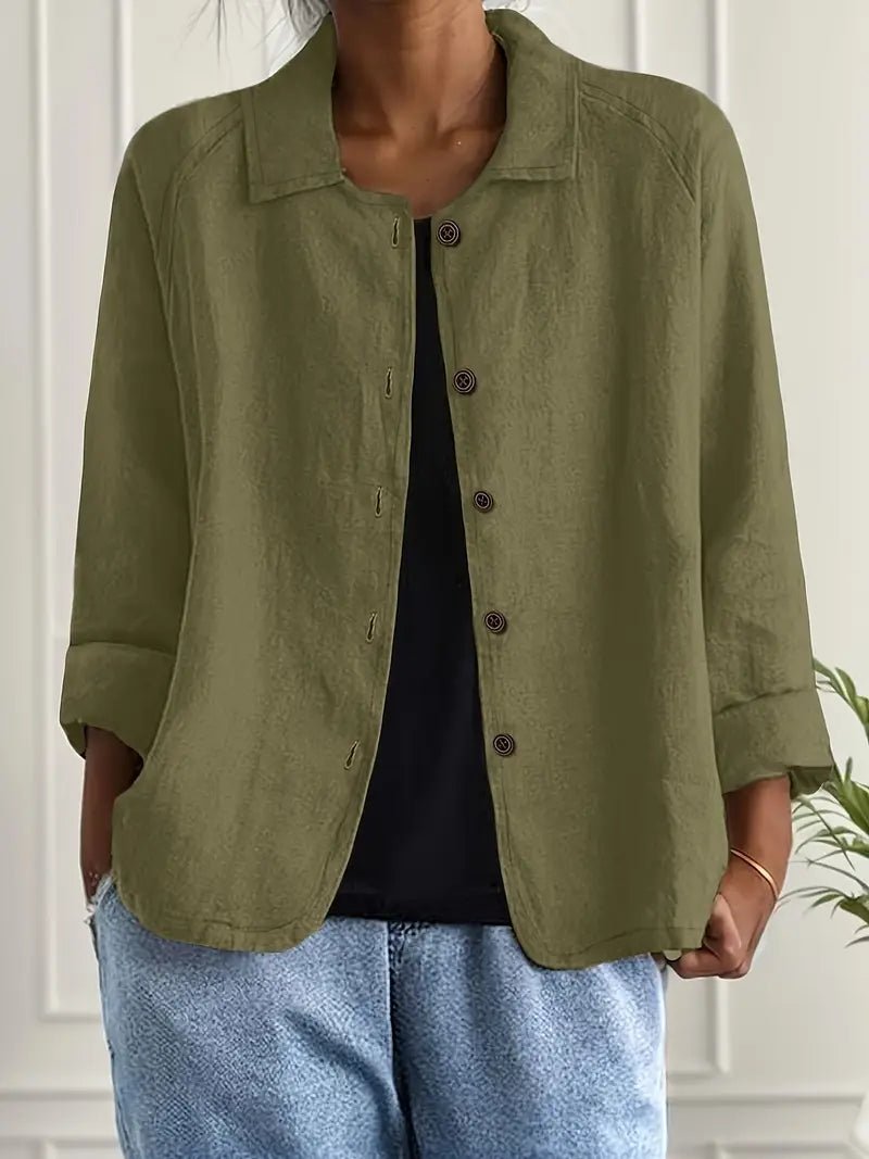Karla | Damers Afslappet Langærmet Knaplukning Blazer Jakke