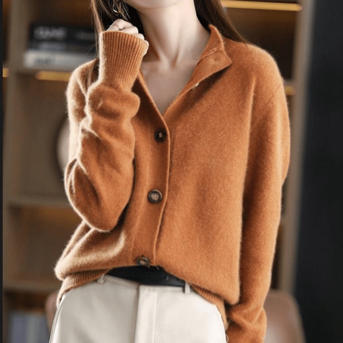 Astrid | Dames Blød Cashmere Knap-cardigan Rund Hals