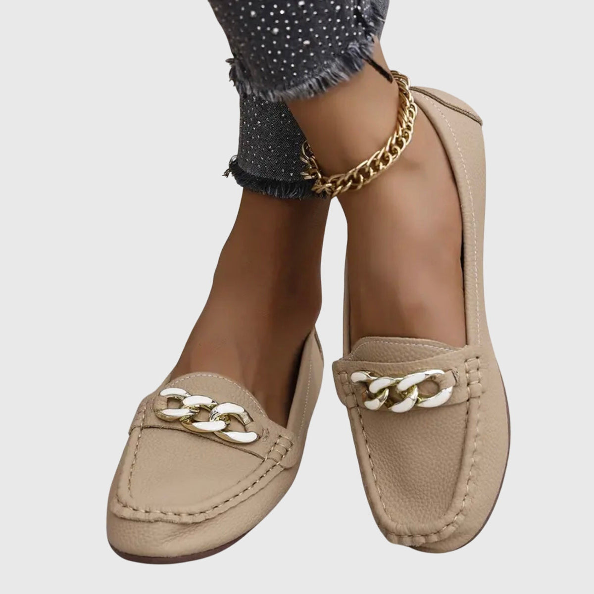 Susanne | Kvinders Slip On Loafers Med Kæde Detalje