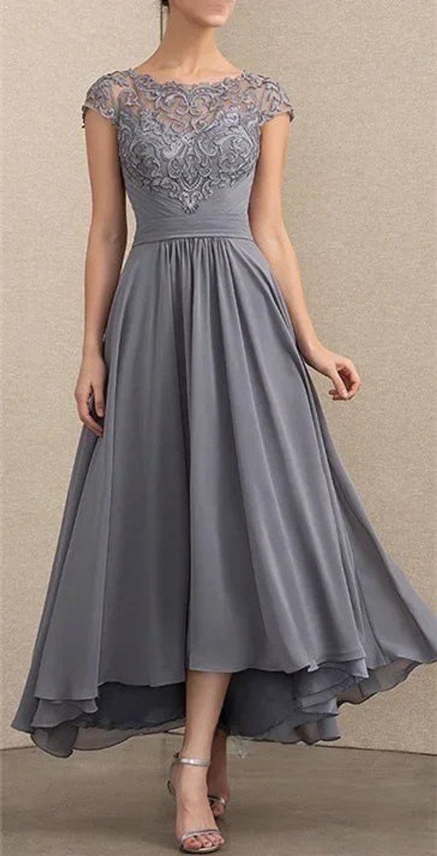 Maja | Elegant blondekjole til kvinder festkjole chiffon maxi