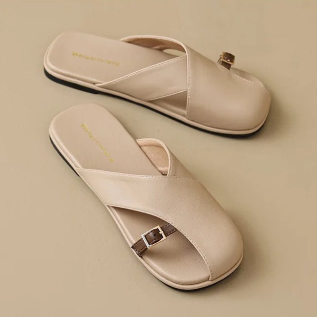 Ella | Fisherman Sandals Læder Kryds-Rem Flade Sandaler Kvinder