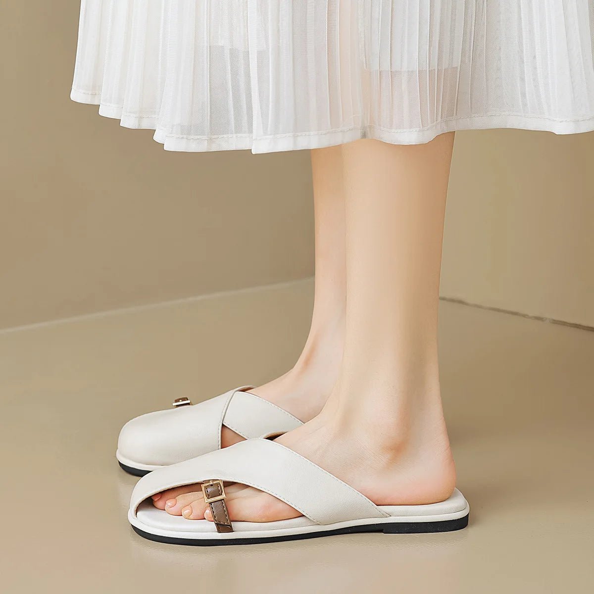 Ella | Fisherman Sandals Læder Kryds-Rem Flade Sandaler Kvinder