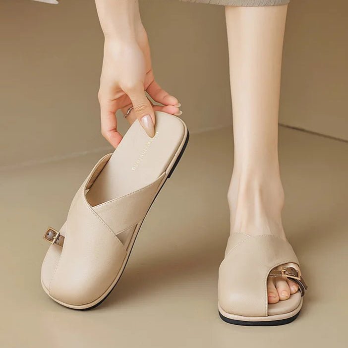 Ella | Fisherman Sandals Læder Kryds-Rem Flade Sandaler Kvinder