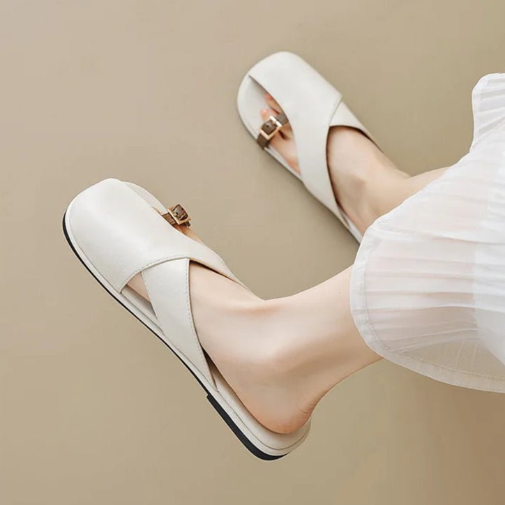 Ella | Fisherman Sandals Læder Kryds-Rem Flade Sandaler Kvinder