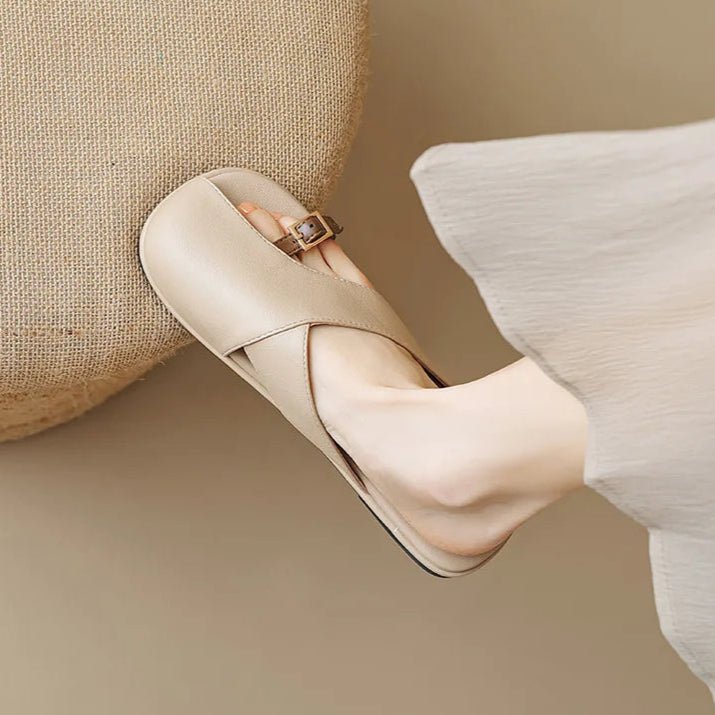 Ella | Fisherman Sandals Læder Kryds-Rem Flade Sandaler Kvinder