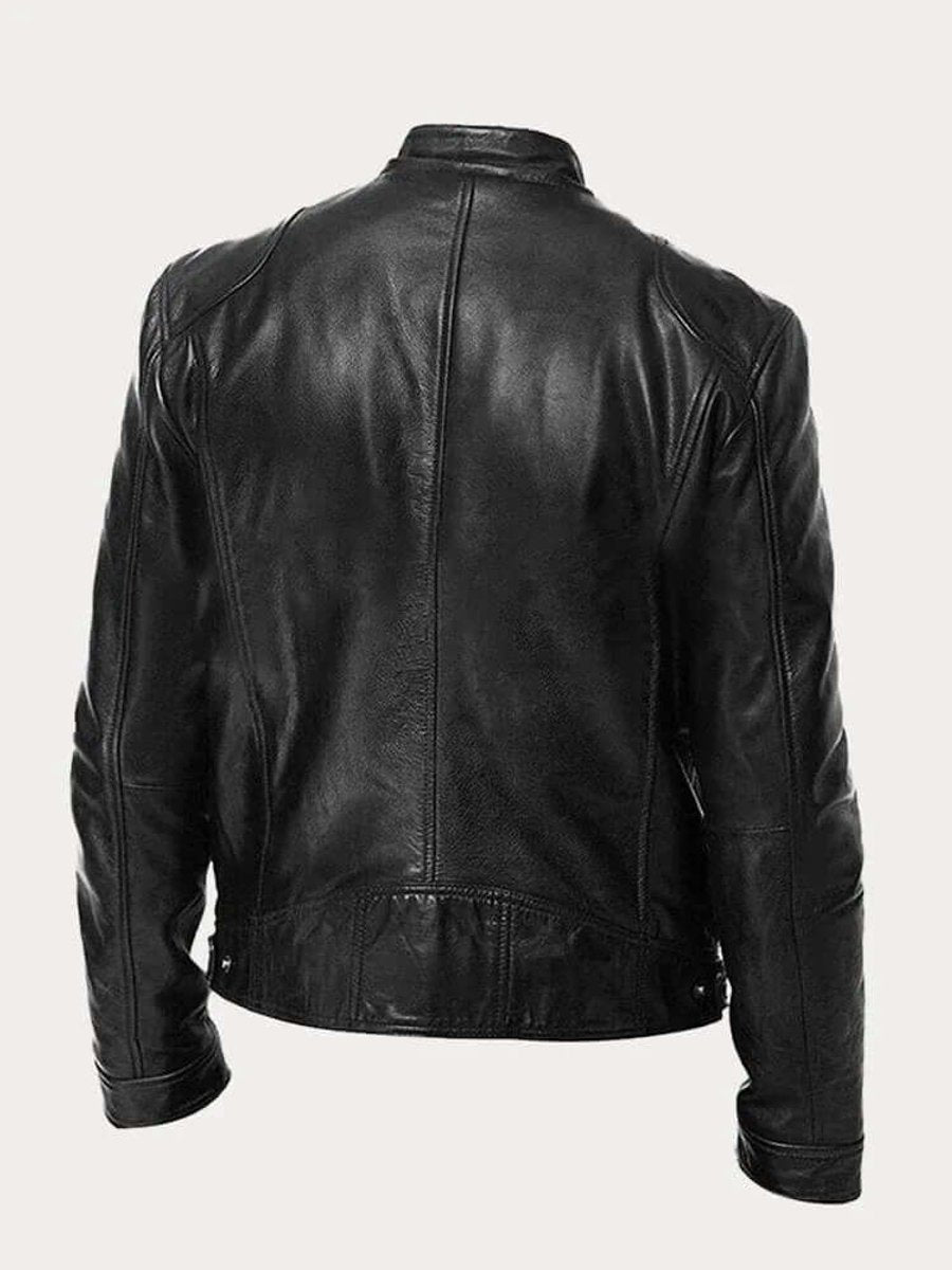 Malthe | Herre klassisk læder jacket sort biker jakke i ægte læder