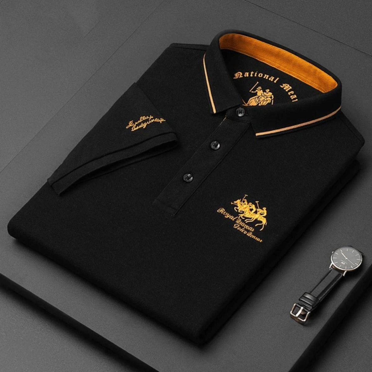 Magnus | Herre kortærmet poloshirt broderet slim-fit krave
