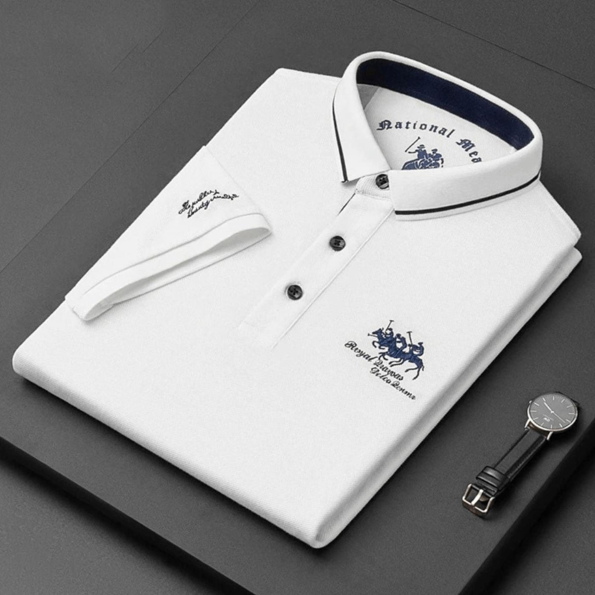 Magnus | Herre kortærmet poloshirt broderet slim-fit krave