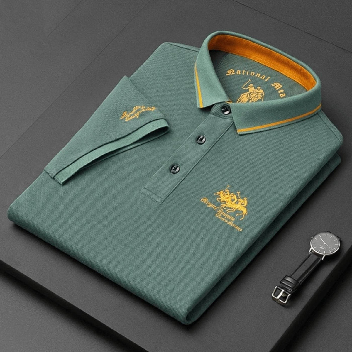 Magnus | Herre kortærmet poloshirt broderet slim-fit krave