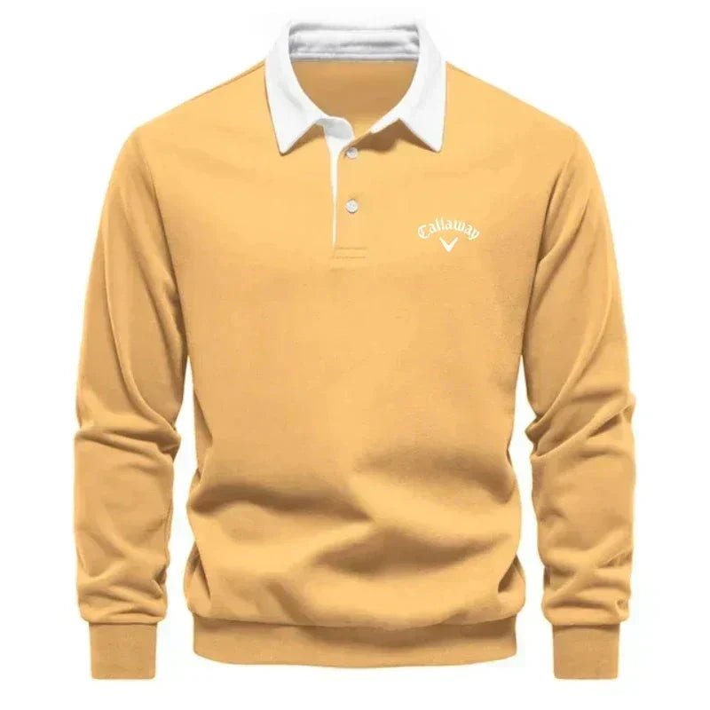 Elias | Herre Langærmet Kontrast-Krave Strikket Polo Sweatshirt