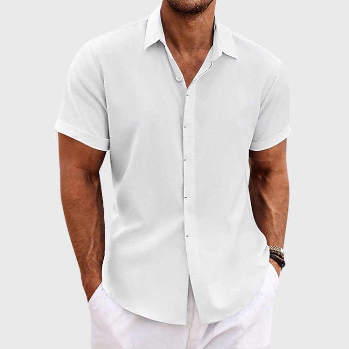Christian | Herre Linen Kortærmet Skjorte Regular Fit Casual