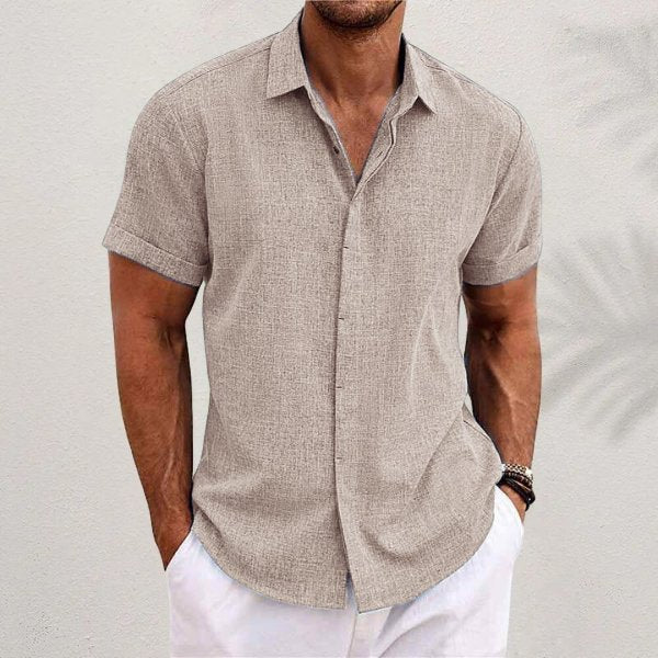 Christian | Herre Linen Kortærmet Skjorte Regular Fit Casual