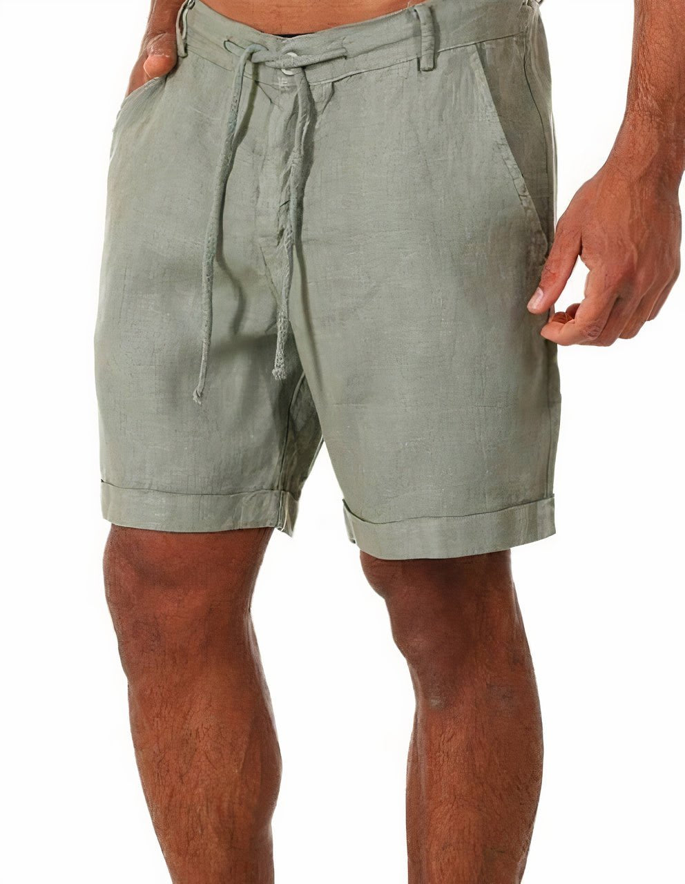 Tobias | Herre Linen Shorts med Manchetter og Snørebånd