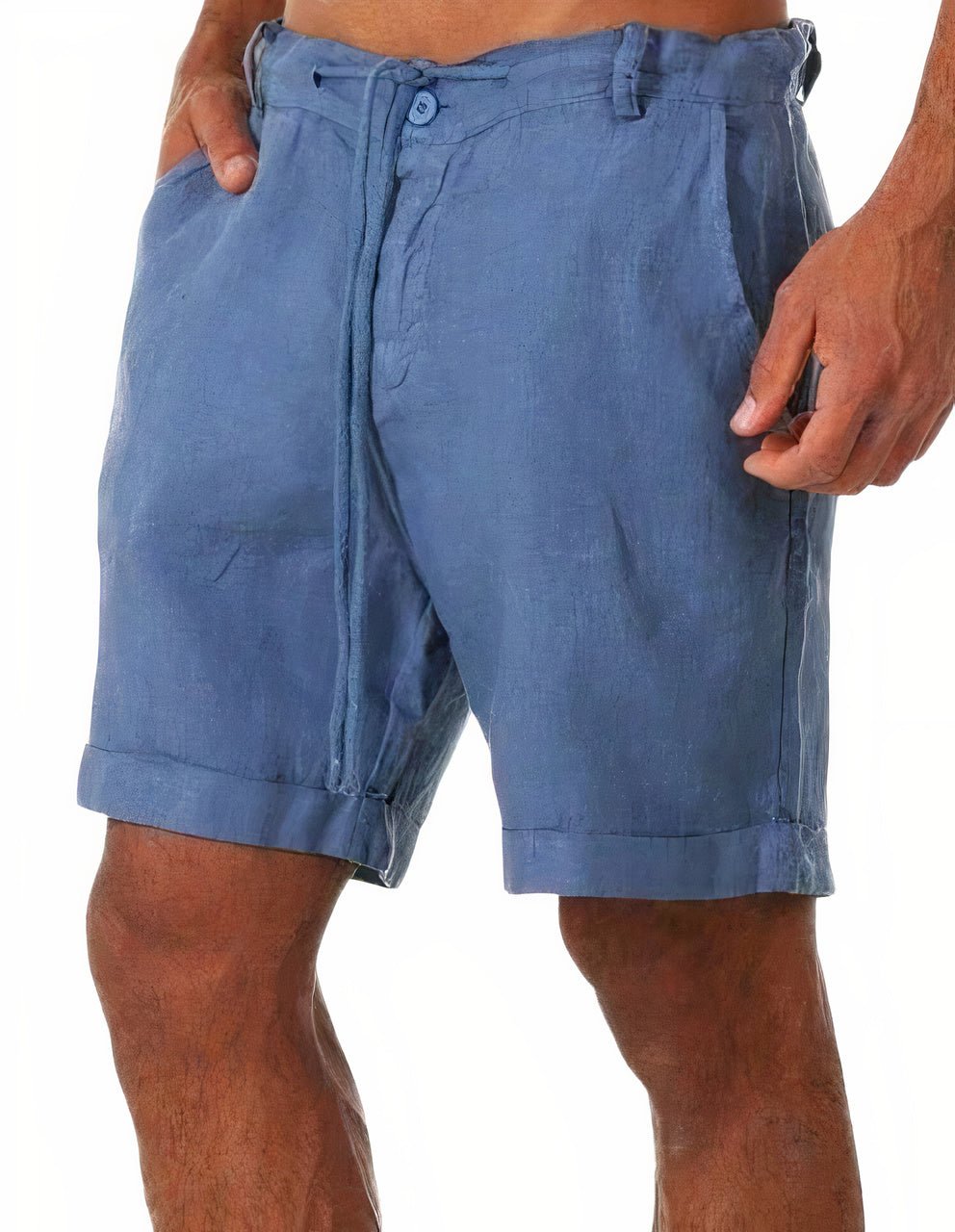 Tobias | Herre Linen Shorts med Manchetter og Snørebånd