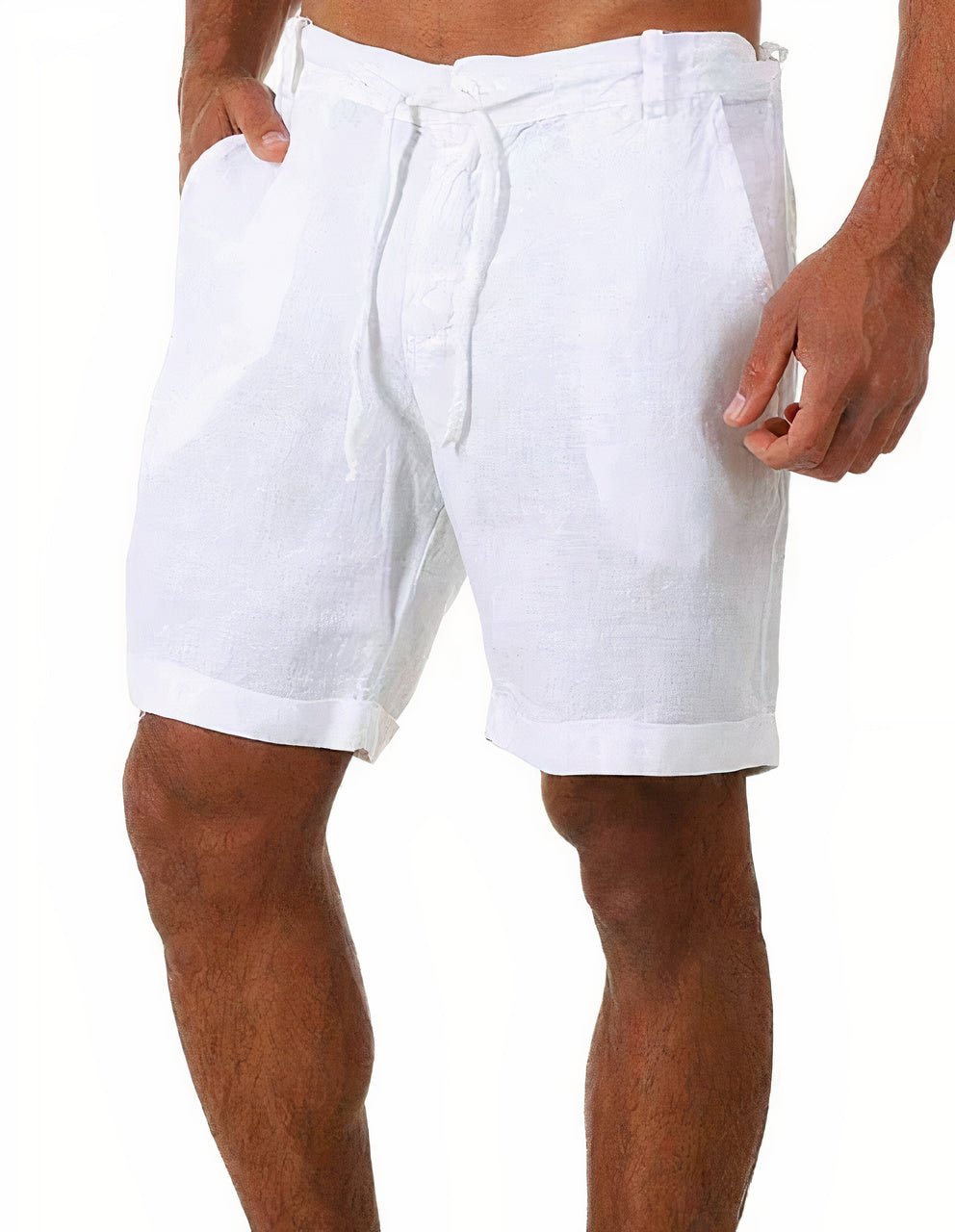 Tobias | Herre Linen Shorts med Manchetter og Snørebånd