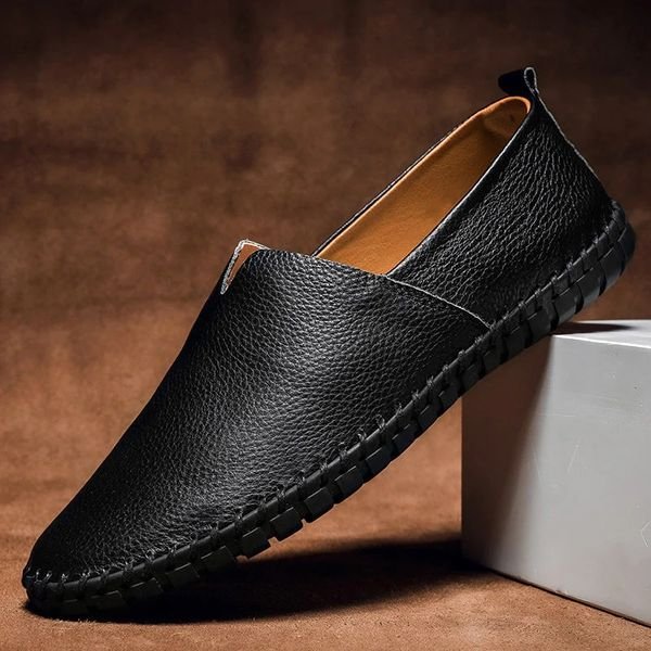 Frederik | Herre Slip-on Pebbled Læder Loafers Kontrastsyning