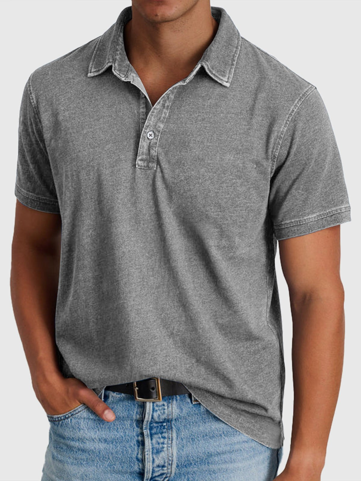 Oscar | Herrer Kortærmet Polo Shirt Denim-Bomuld Regular Fit