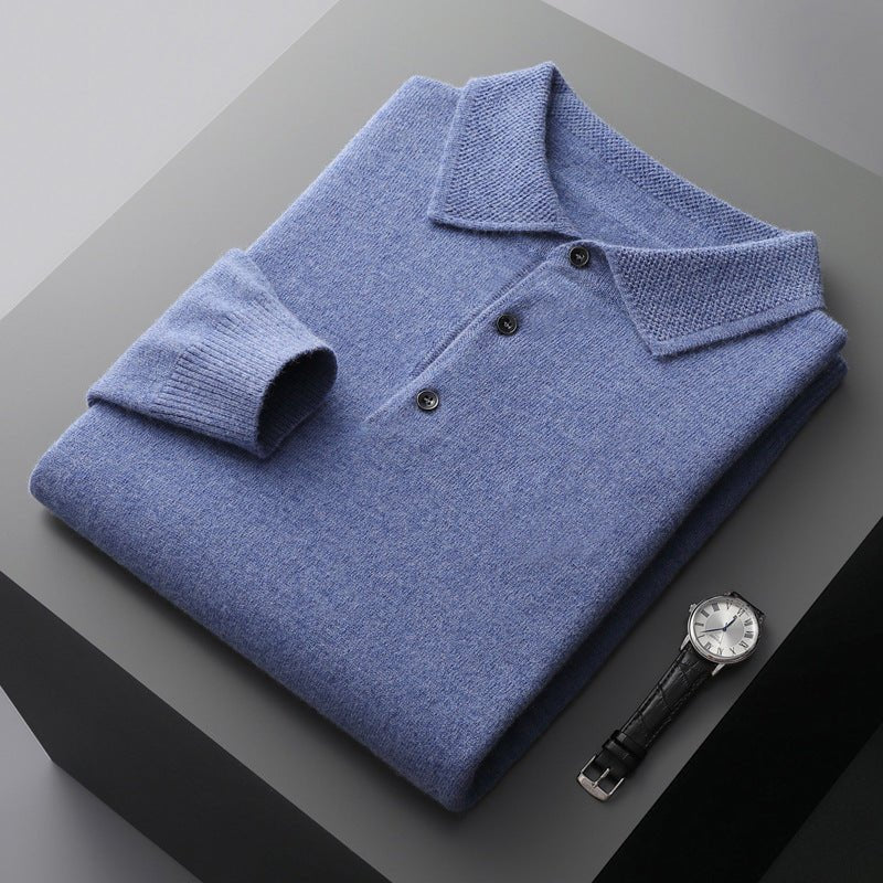 Henrik | Herres Langærmet Regular-Fit Strikket Polo Sweater