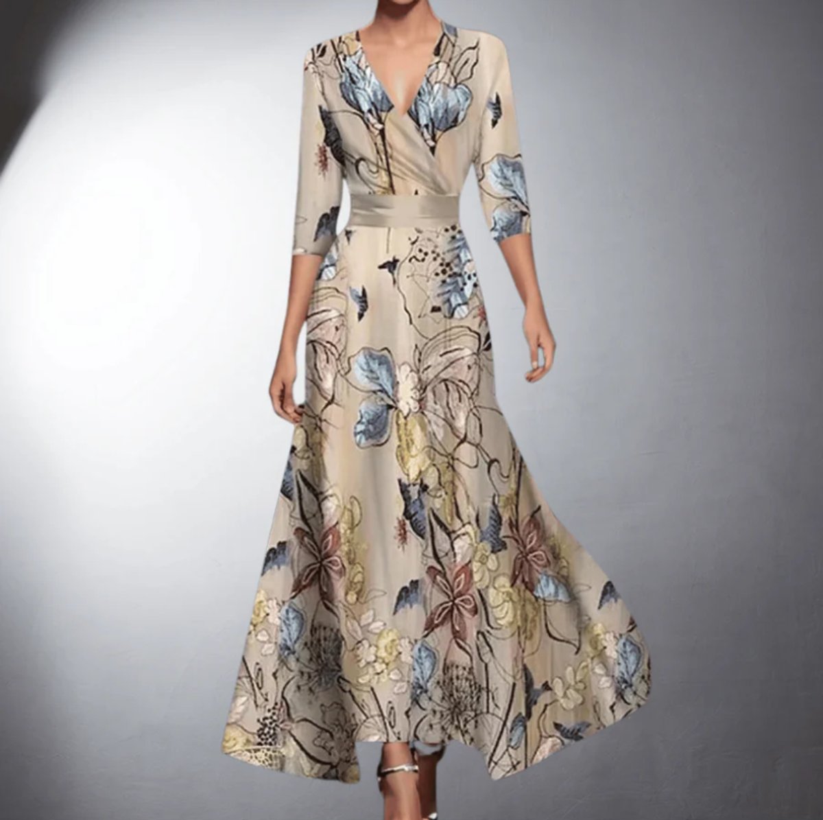 Liv | Kvinders Blomstret Maxi Festkjole V-Hals Elegante Formal Dresses
