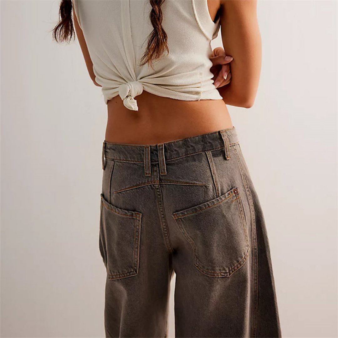 Olivia | Kvinders Cropped Barrel Leg Denim Jeans Mid-Rise