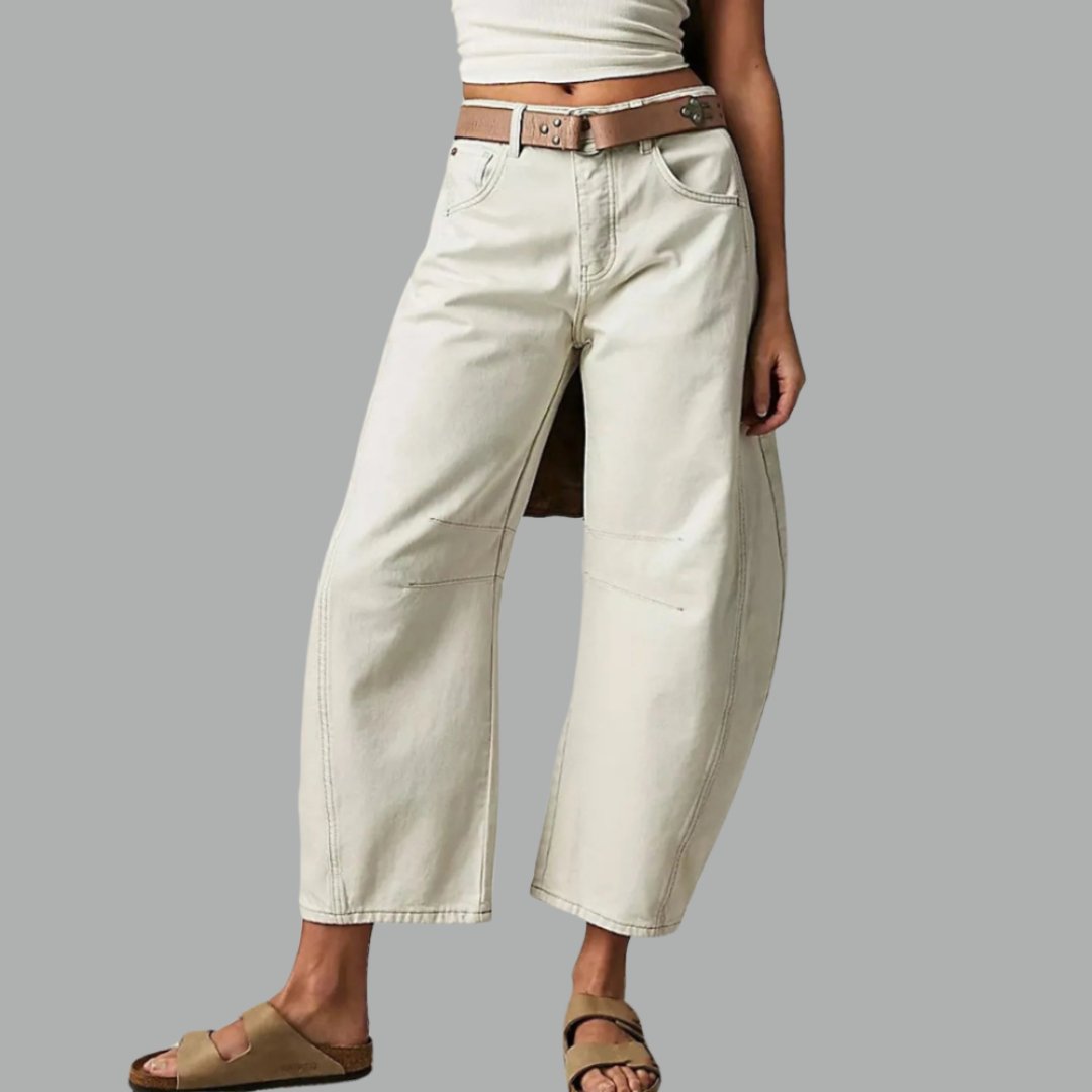 Olivia | Kvinders Cropped Barrel Leg Denim Jeans Mid-Rise