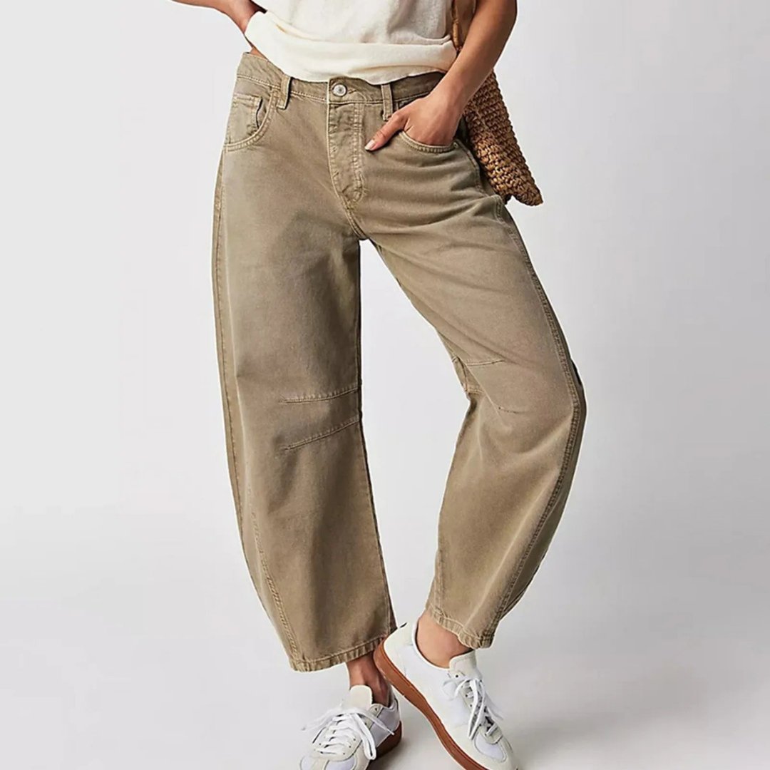 Olivia | Kvinders Cropped Barrel Leg Denim Jeans Mid-Rise