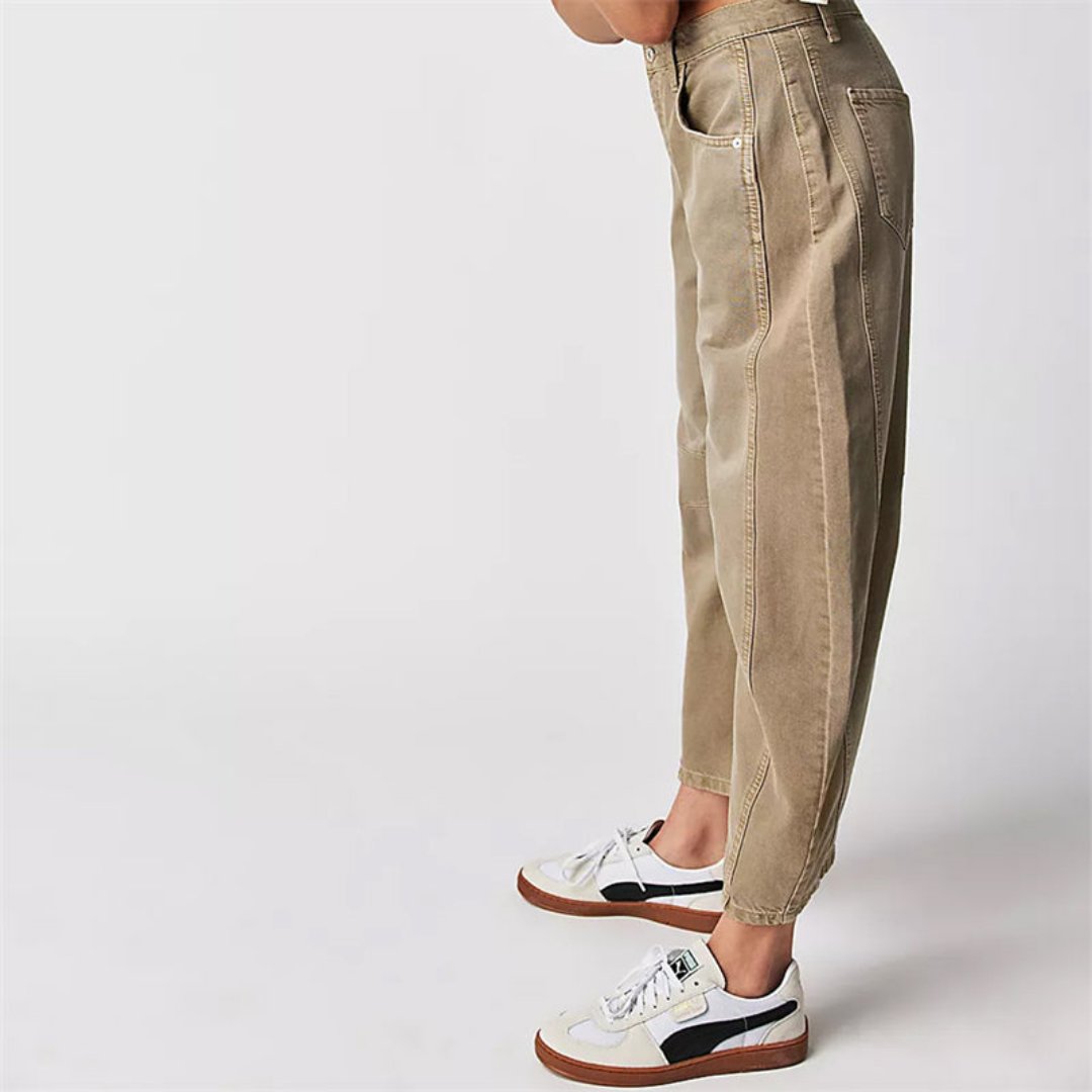Olivia | Kvinders Cropped Barrel Leg Denim Jeans Mid-Rise