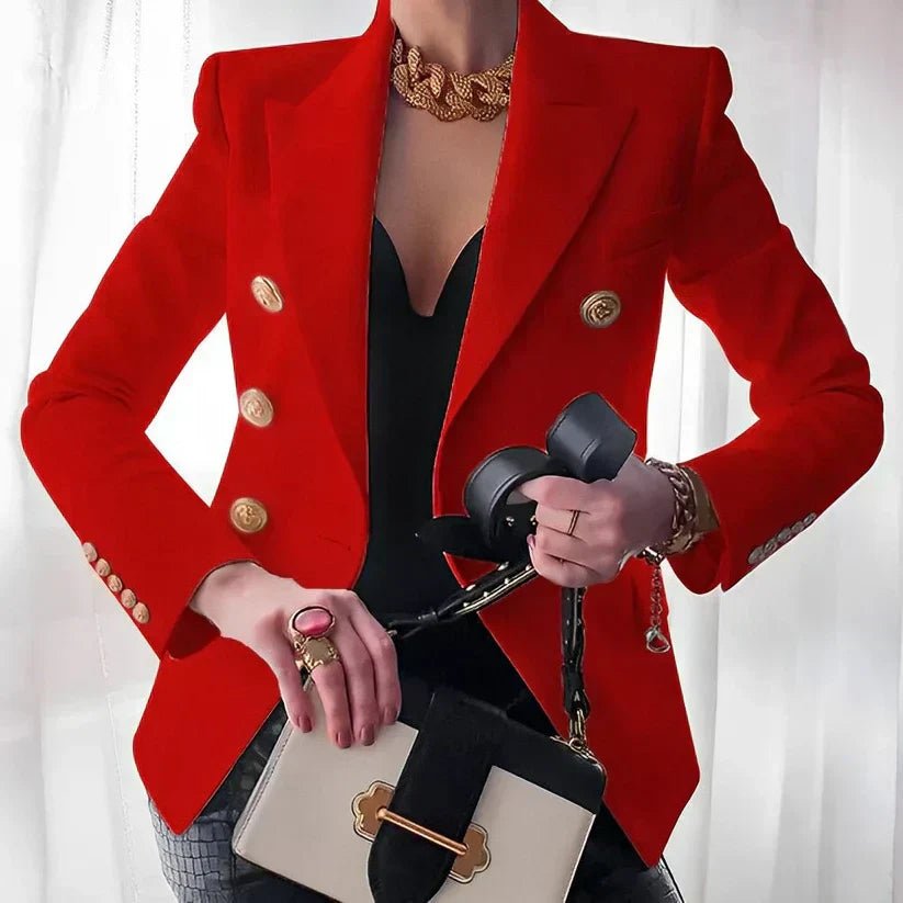 Anna | Kvinders Dobbeltbrystet Blazer med Guldknapper