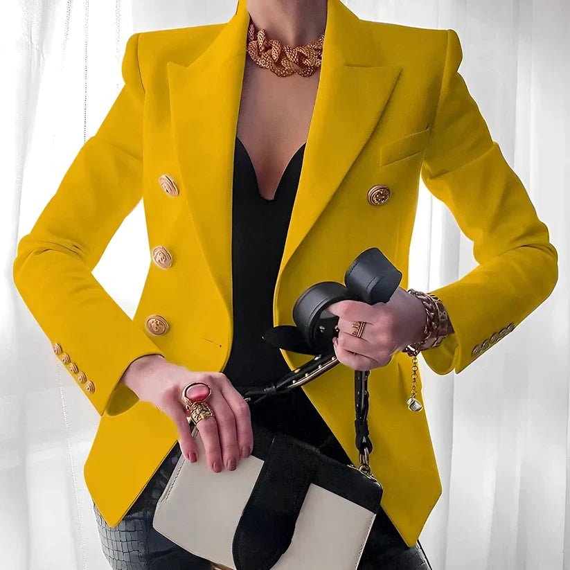Anna | Kvinders Dobbeltbrystet Blazer med Guldknapper