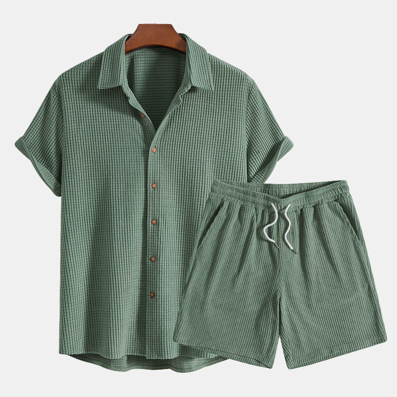 Andreas | Herre To-Delte Casual Skjorte Og Shorts Sæt