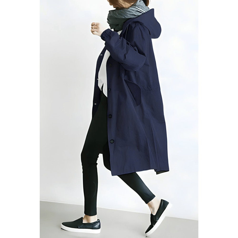 Dagmara | Oversized Hættet Frakke med Knapper