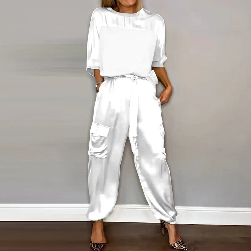 Anna | Plus Size Dameset Bukser Top Utility Lommer Løstsiddende