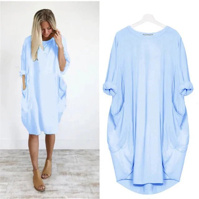 Astrid | Plus Size Kjole med Lommer Løs Pasform Elegant Stil