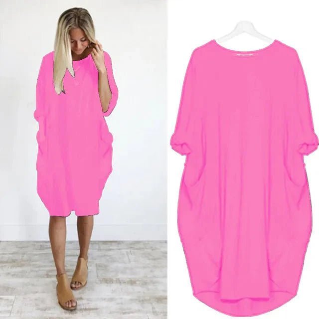 Astrid | Plus Size Kjole med Lommer Løs Pasform Elegant Stil