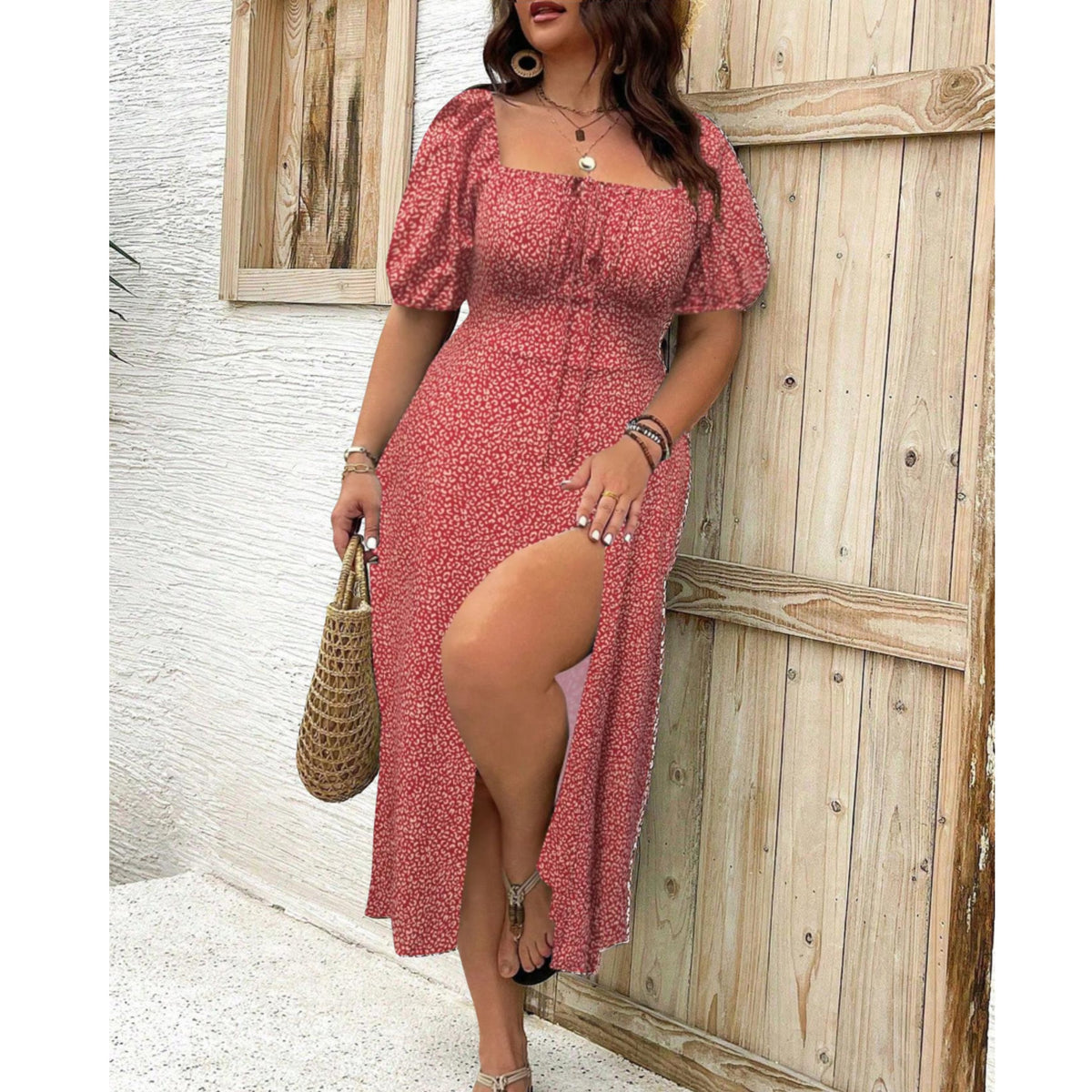Sofia | Plus Size Maxi Kjole Pufærmer Elegant Selskabskjole