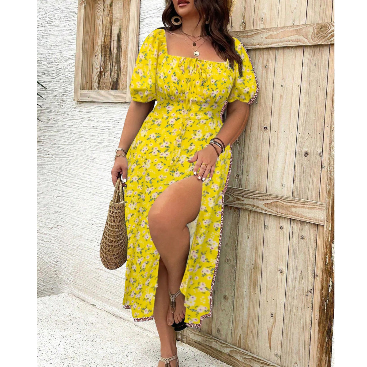Sofia | Plus Size Maxi Kjole Pufærmer Elegant Selskabskjole