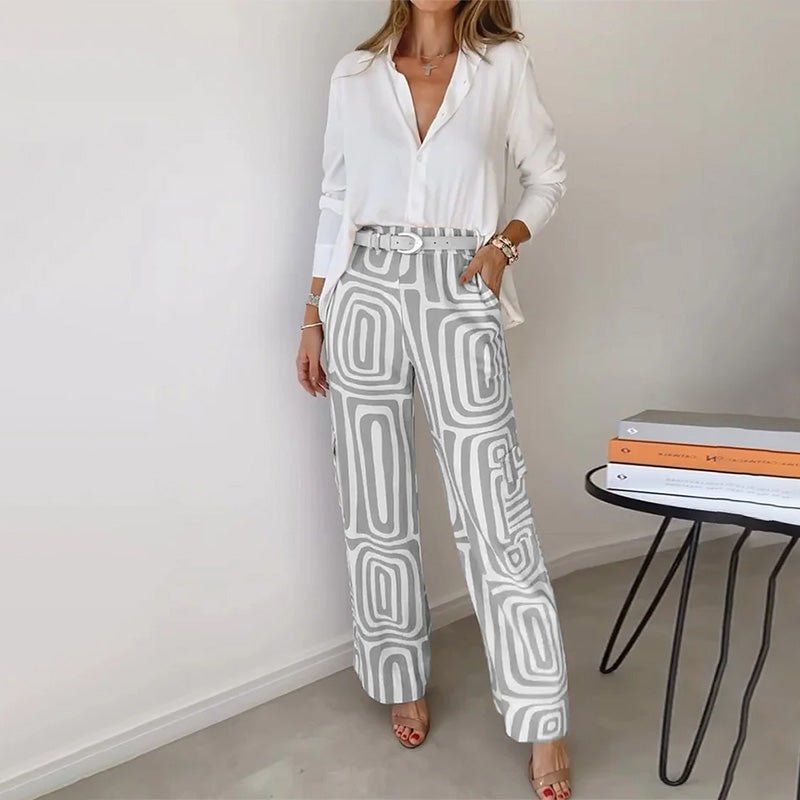 Ida | Plus Size Todelt Sæt Skjorte Bukser Elegant Komfort