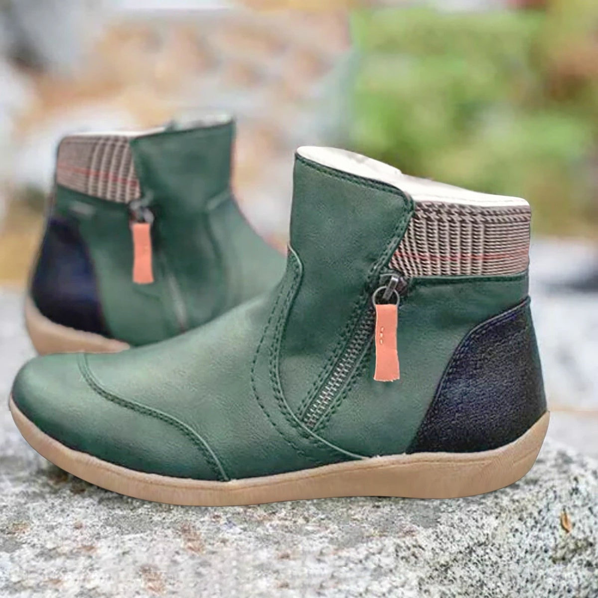 Ida | Waterproof Støvler Dame Læder Ankel Sko Med Lynlås