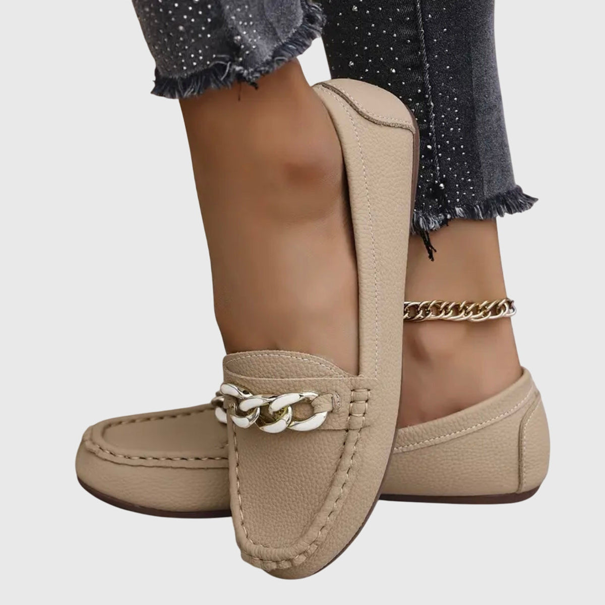 Susanne | Kvinders Slip On Loafers Med Kæde Detalje